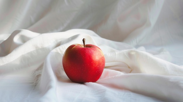 a red apple with a white sheet that says quot pomegranate quot