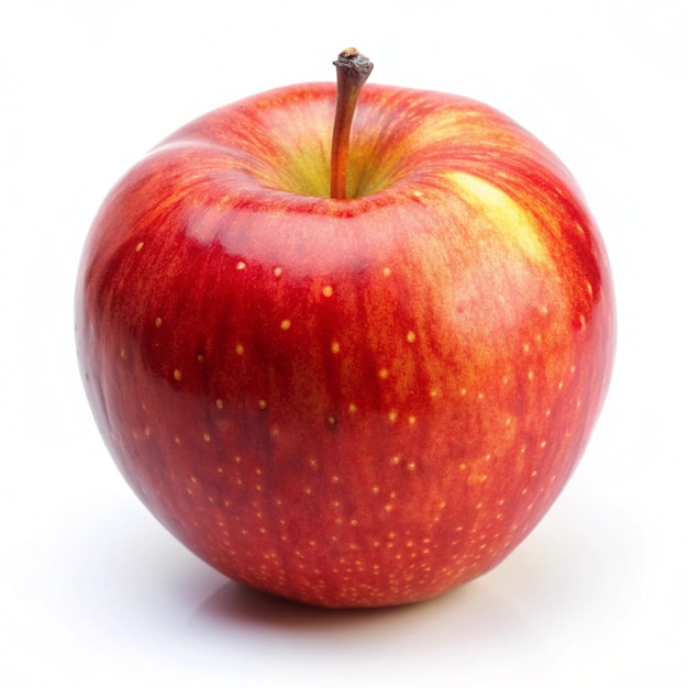 a red apple with yellow dots on it is shown