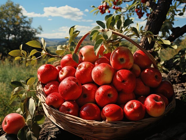 red apples in a basket Generative AI