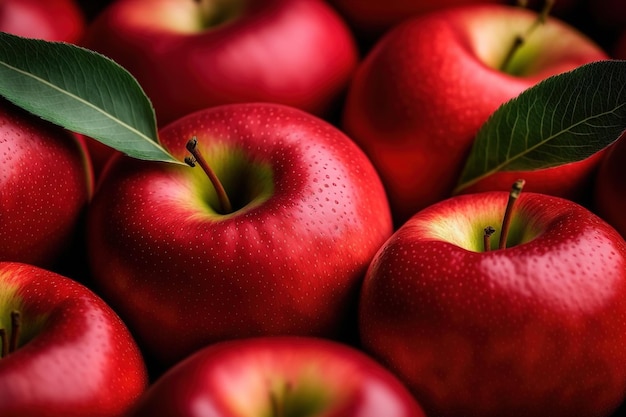 Red apples juicy and fresh in the distance