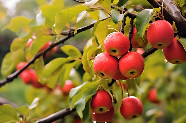 Red apples on a tree branch