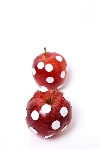 Red apples with white polka dots