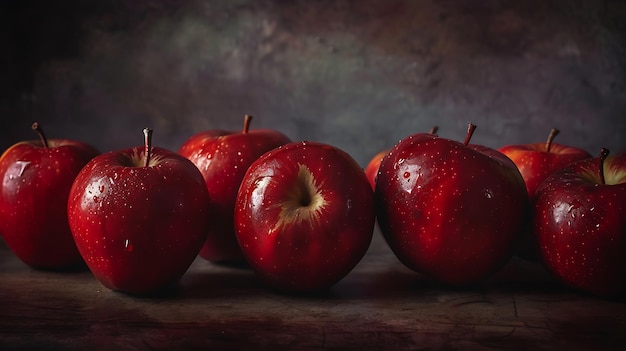 Red apples on a wooden table