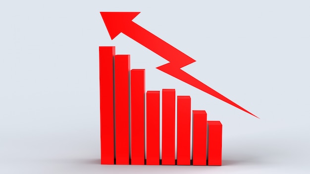 The red arrow and chart, 3d rendering for business content.