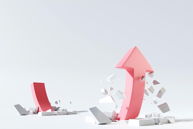 red arrow growth up white background 3d render