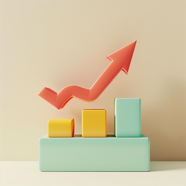 a red arrow is above some cubes on a table