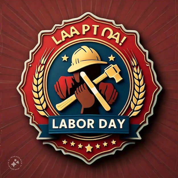 a red background with a blue and yellow logo that says quot la day quot