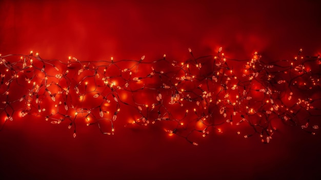 Red Background with christmas lights Illustration AI GenerativexA