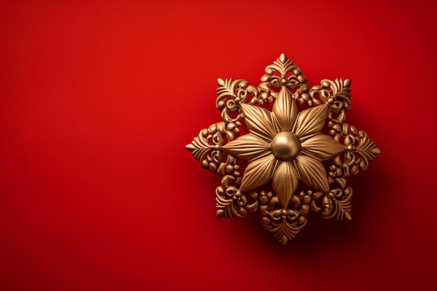 Photo red background with a christmas star made of golden