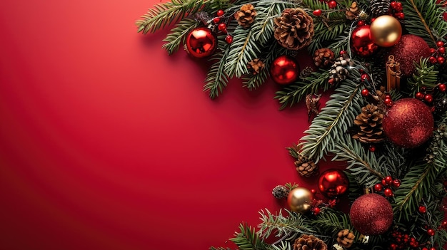 A red background with a Christmas tree on it