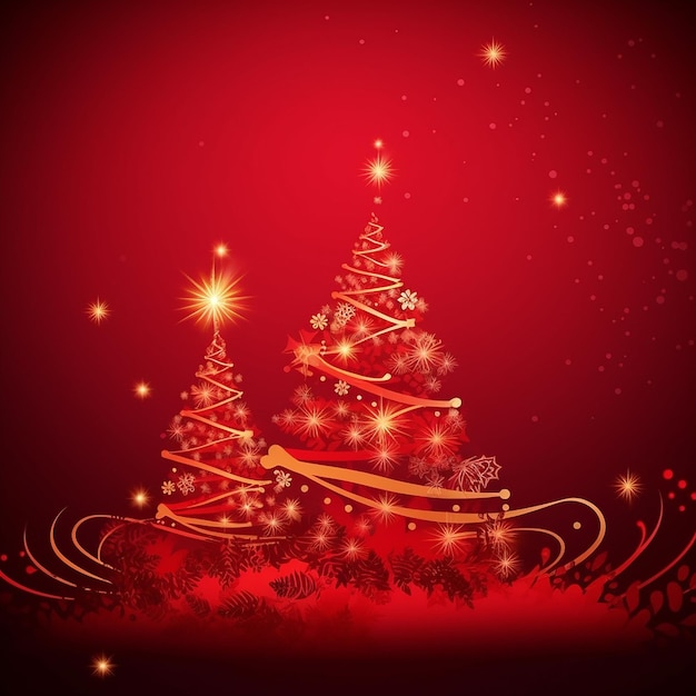 A red background with a christmas tree and the words merry christmas on it