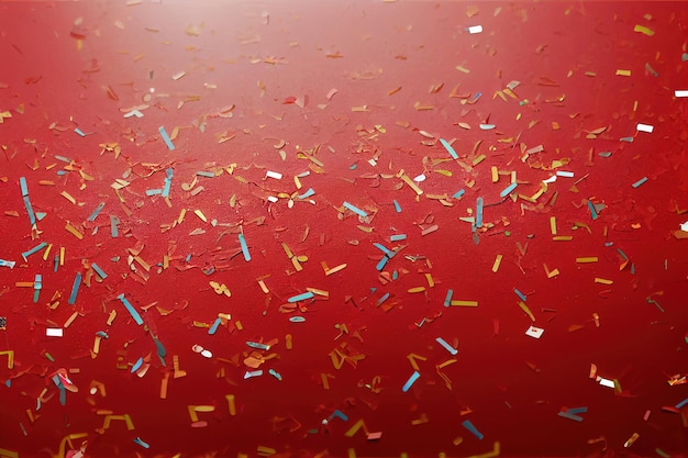 Red background with confetti. Digital illustration