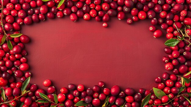 Photo a red background with cranberries on it