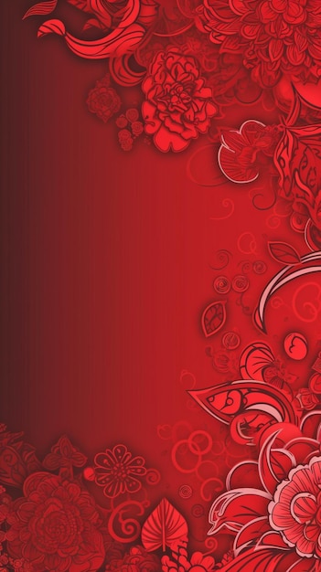 Red background with a floral pattern and a red background