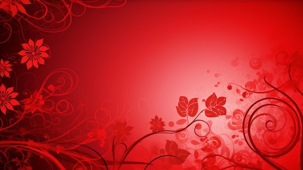 Red background with a floral pattern