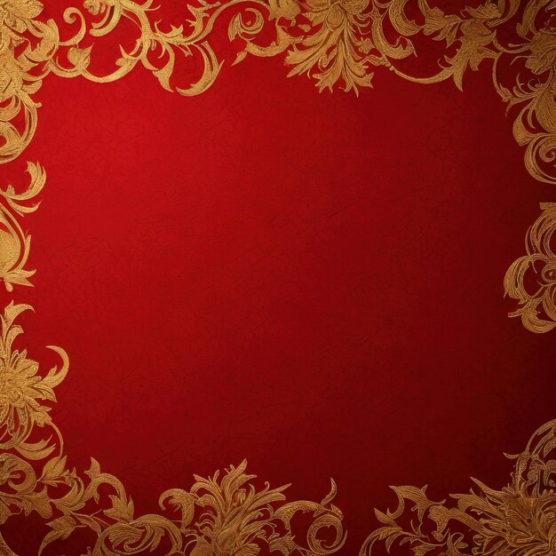 a red background with gold flowers and a red background