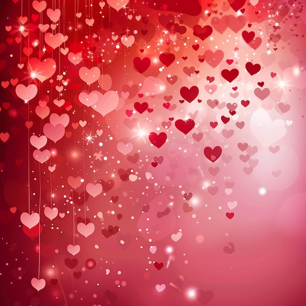 Photo a red background with many hearts and a string of hearts