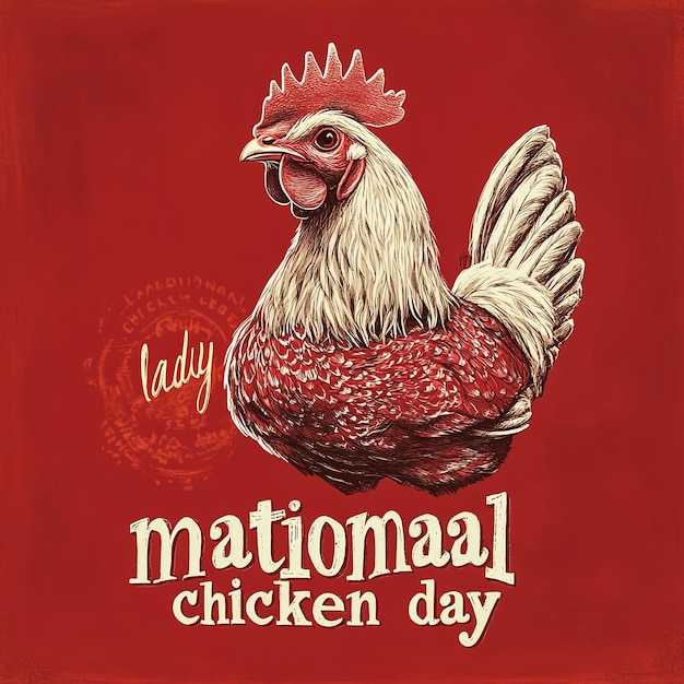 a red background with a picture of a chicken that says  national day