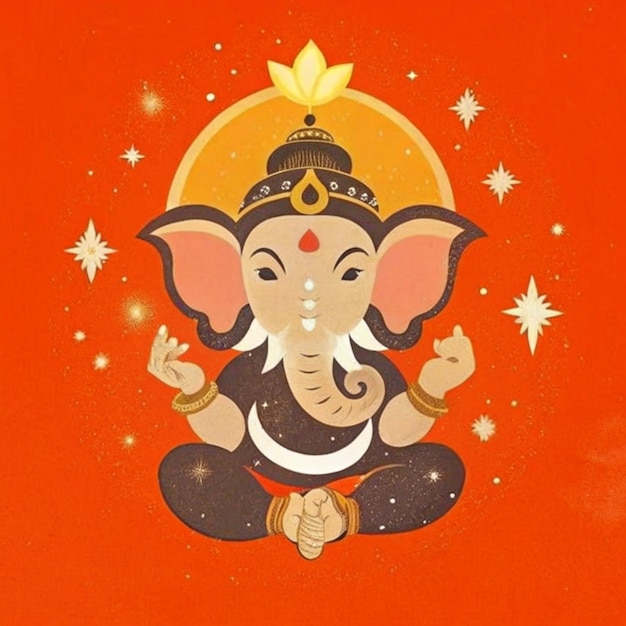 a red background with a picture of an elephant and stars