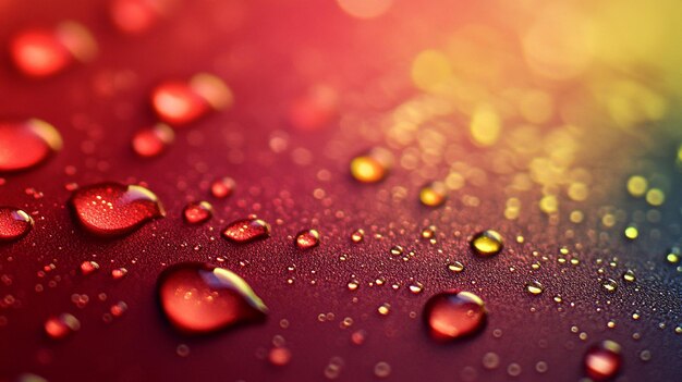 a red background with water drops on it and a red background