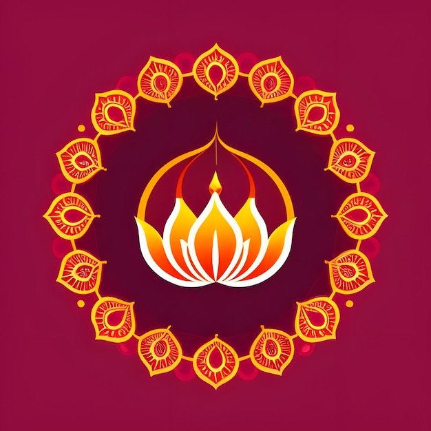 Photo a red background with a yellow circle with the symbol of a flame