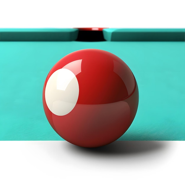 Photo a red ball sitting on a pool table perfect for sports or leisure concepts isolated on white