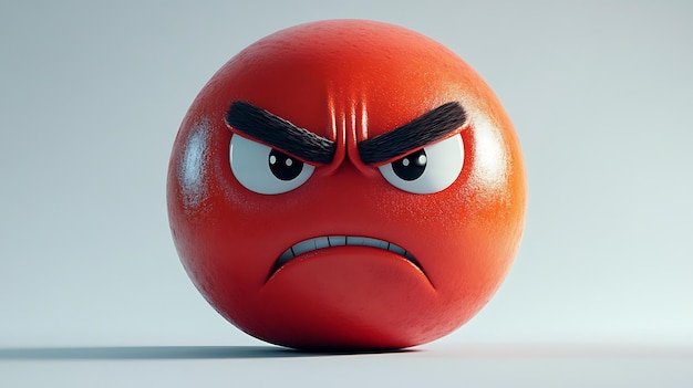 a red ball with a angry expression on it