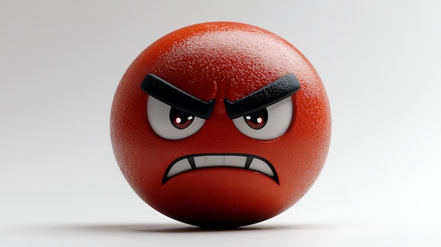 Photo a red ball with a angry expression on it