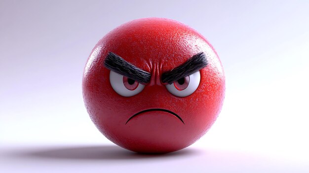 a red ball with a angry expression on it