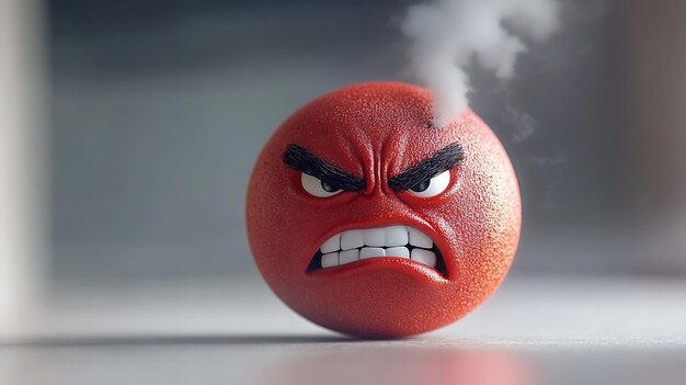 a red ball with an angry face and the word angry on it