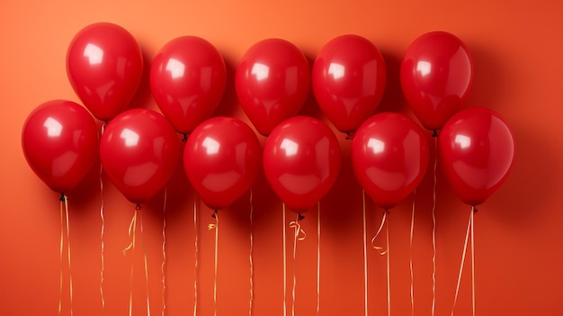 Photo red balloons with a red background and a red background