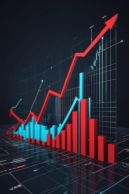 Red bar graph illustration finance and stock exchange concept Generative AI