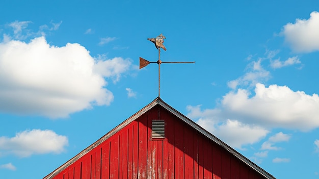 Photo red barn with weathervane