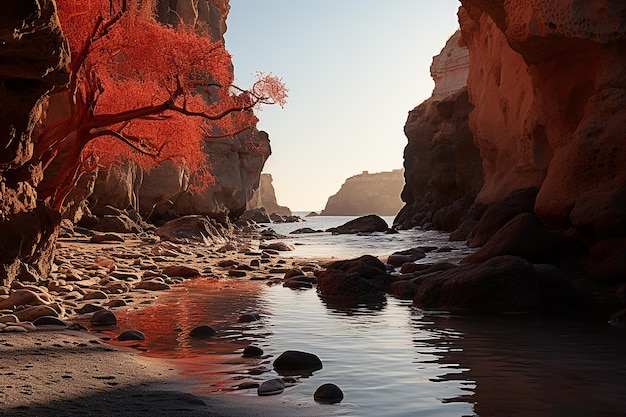 Photo red beach scene