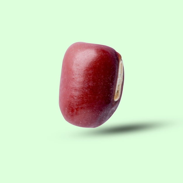 red bean on green background and clipping path.