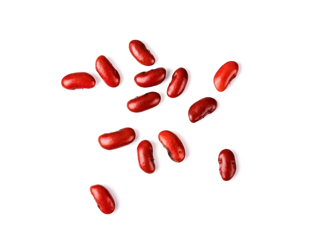 Red bean seeds on white background