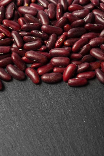 Red beans on the black table