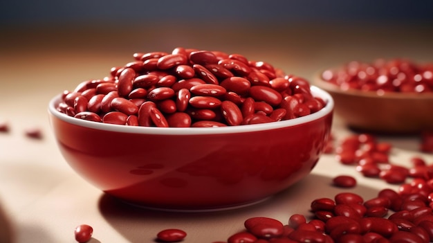 red beans in wooden bowl