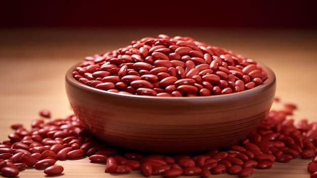 red beans in wooden bowl