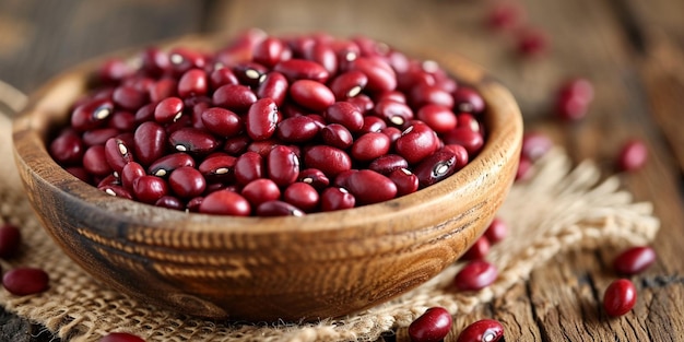 red beans in a wooden bowl