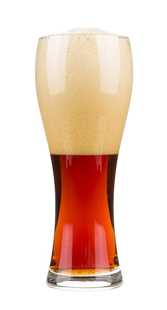 Red beer with bubbles foam in a glass