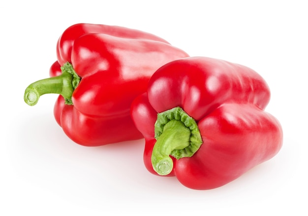 Red bell peppers isolated on white background