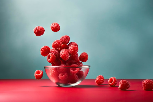 Red berries falling studio background