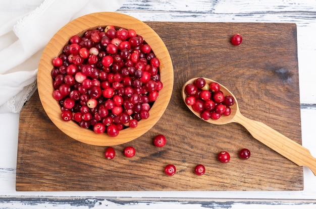 Red berries of ripe lingonberries