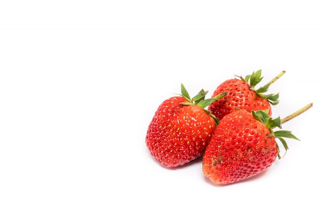 Red berry strawberry isolated on white background. Copy space