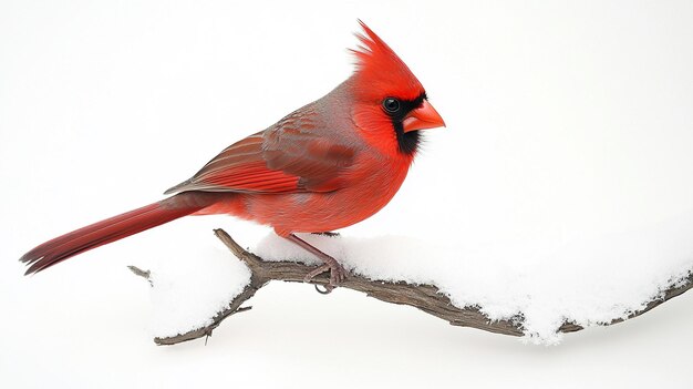 Photo a red bird on a branch with snow on it