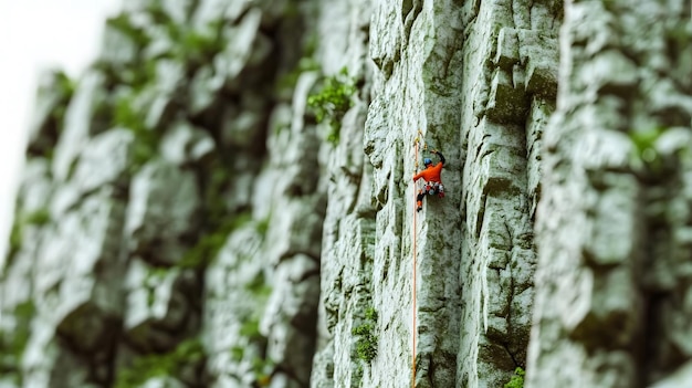 a red bird is perched on a rock face