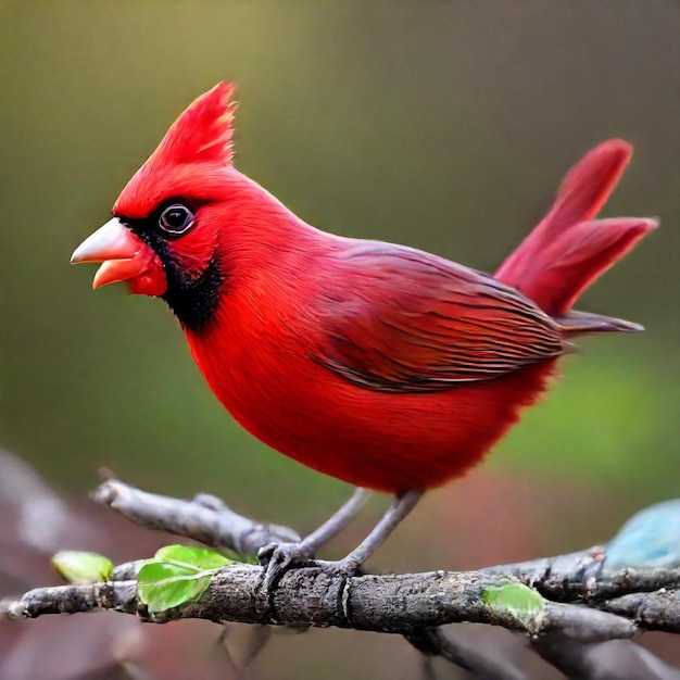 Photo a red bird with a red beak stands on a branch