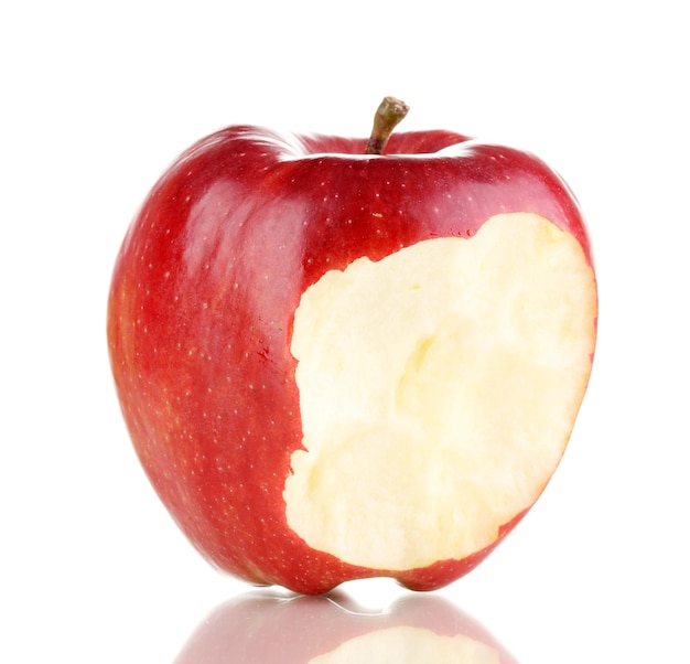 Red bitten apple isolated on white