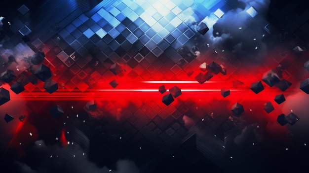 Red and Black Abstract Background With Cubes